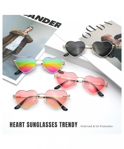 Polarized Heart Sunglasses for Women Men - Cute Trendy Sun Glasses Metal Frame UV400 Protection Lens A4 Gold/Black $11.72 Avi...