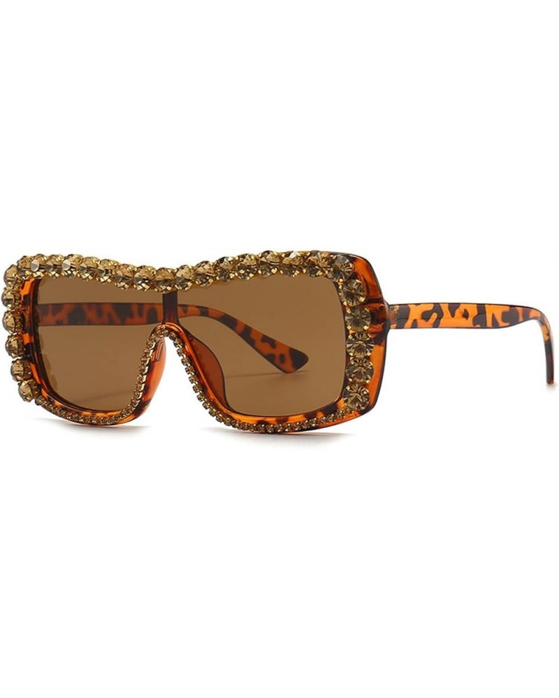 Square Diamond Sunglasses Women 2023 Fashion Rhinestone Sunglasses Men Punk Shades Glasses Brown Diamond $9.94 Square