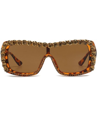 Square Diamond Sunglasses Women 2023 Fashion Rhinestone Sunglasses Men Punk Shades Glasses Brown Diamond $9.94 Square