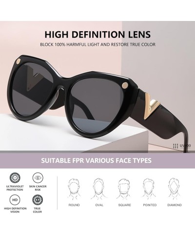 Oversized Oval Sunglasses for Women Men Classic Retro UV400 Sunglasses AM026 Black/Grey $7.01 Oversized