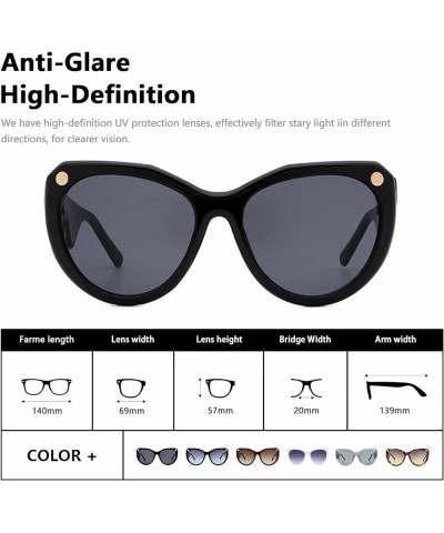 Oversized Oval Sunglasses for Women Men Classic Retro UV400 Sunglasses AM026 Black/Grey $7.01 Oversized