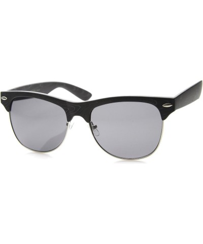 Classic Retro Wood Printed Half Frame Horn Rimmed Sunglasses 54mm Black / Smoke $12.47 Rimless