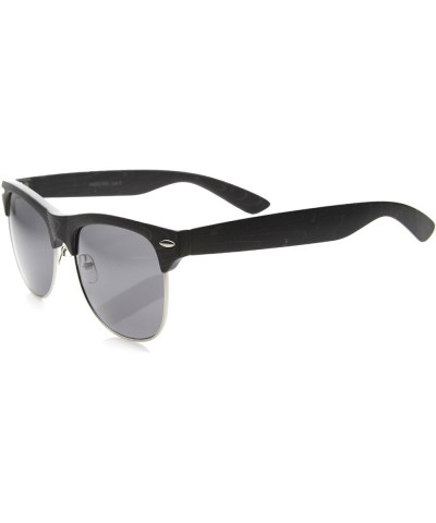 Classic Retro Wood Printed Half Frame Horn Rimmed Sunglasses 54mm Black / Smoke $12.47 Rimless