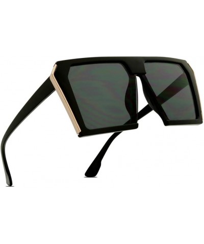 Oversized Trapezoid Blocked Diva Big Flat Top Huge Baddie Vintage Designer Woman Girl Sunglasses Gold Frame / Black Lens $11....