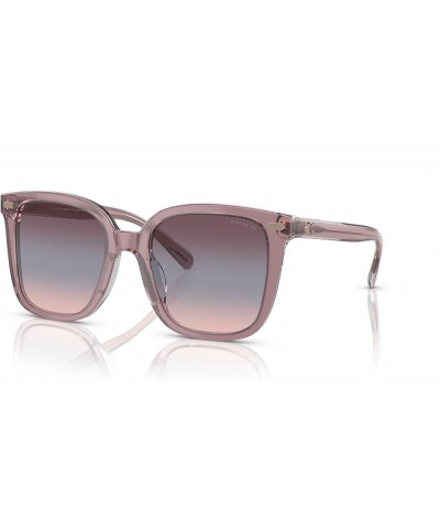 Women's Hc8381f Low Bridge Fit Square Sunglasses Transparent Rose/Blush/Purple Blue Peach Gradient $58.28 Oversized