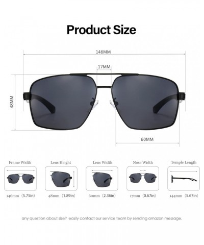 Aviator HD Polarized Sunglasses for Men Lightweight Vintage UV400 Protection Square Driving Fishing Sports Metal Frame Black ...