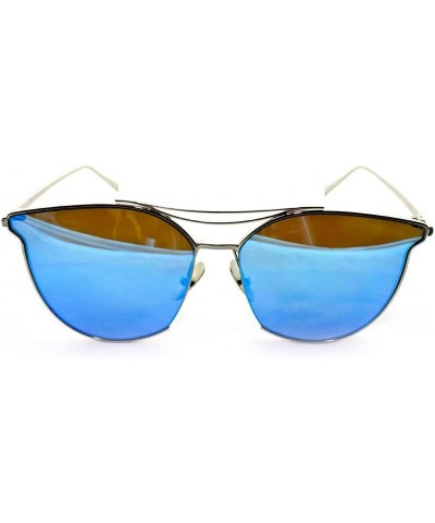 Newbee Fashion -"Heaven" Cateye Ultra Premium Brushed Aluminum Flash Sunglasses Gold/Blue Blue $10.79 Cat Eye