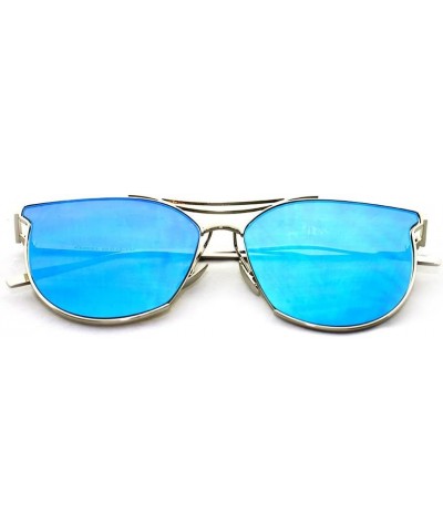 Newbee Fashion -"Heaven" Cateye Ultra Premium Brushed Aluminum Flash Sunglasses Gold/Blue Blue $10.79 Cat Eye