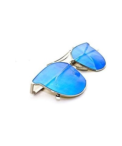 Newbee Fashion -"Heaven" Cateye Ultra Premium Brushed Aluminum Flash Sunglasses Gold/Blue Blue $10.79 Cat Eye