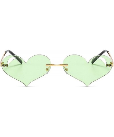 Heart Sunglasses Women Men Fashion Rimless Sunglasses Metal Frame Lovely Heart Style Irregular Sun Glasses 2pcs Green+pink $1...