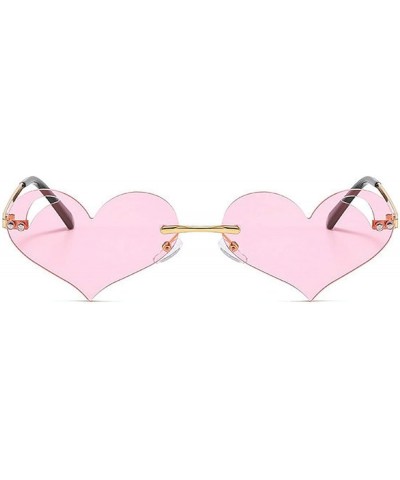 Heart Sunglasses Women Men Fashion Rimless Sunglasses Metal Frame Lovely Heart Style Irregular Sun Glasses 2pcs Green+pink $1...