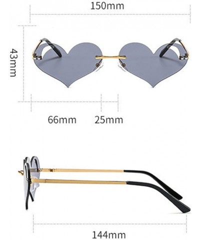 Heart Sunglasses Women Men Fashion Rimless Sunglasses Metal Frame Lovely Heart Style Irregular Sun Glasses 2pcs Green+pink $1...