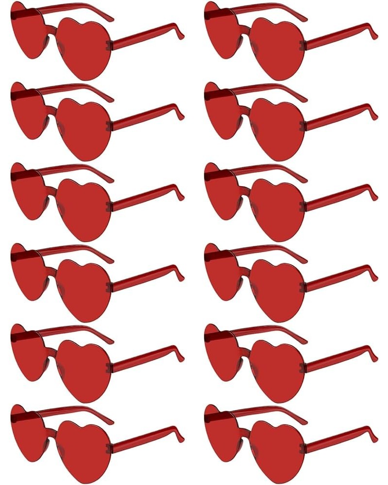 12 Pairs Heart Sunglasses for Women 12 Colors Rimless Heart Shaped Sunglasses Candy Heart Glasses for Party Favors 12 Pairs R...