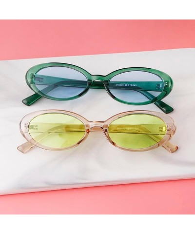 90s Sunglasses for Women Men Retro Oval Sunglasses Glasses Green $8.45 Oval