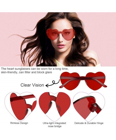 12 Pairs Heart Sunglasses for Women 12 Colors Rimless Heart Shaped Sunglasses Candy Heart Glasses for Party Favors 12 Pairs R...