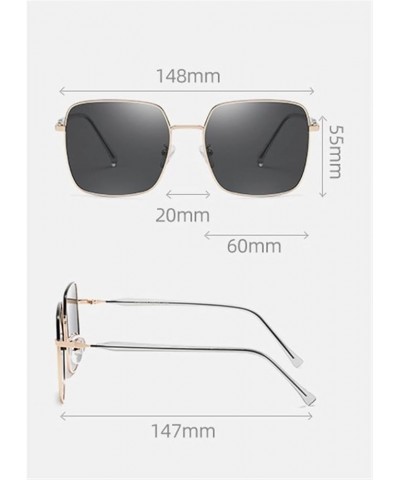 Polarized Large-Frame Box Metal Sunglasses Men and Women Outdoor Vacation Driving Business Commuter Sunglasses (Color : C, Si...