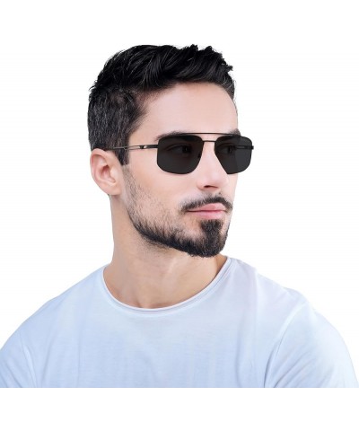 Men's Ea2139 Rectangular Sunglasses Matte Black/Dark Grey $44.36 Rectangular