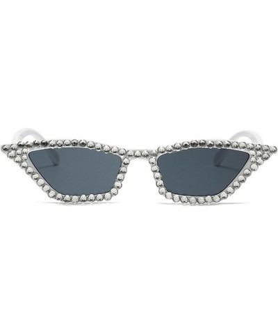 Cat Eye Sunglasses for Women Sparkling Rhinestone Sunglasses Trendy Retro Diamond Glasses UV400 Protection Bling&white $9.32 ...