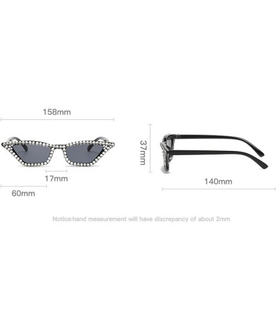 Cat Eye Sunglasses for Women Sparkling Rhinestone Sunglasses Trendy Retro Diamond Glasses UV400 Protection Bling&white $9.32 ...