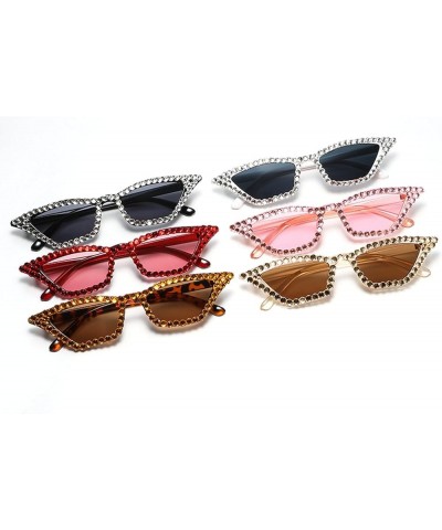 Cat Eye Sunglasses for Women Sparkling Rhinestone Sunglasses Trendy Retro Diamond Glasses UV400 Protection Bling&white $9.32 ...