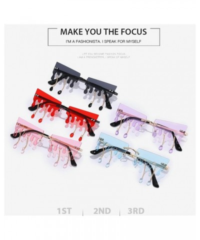 small frame Tassel funny Women men Vintage Raindrops Rimless Sun Glasses Cute Funnyfor Party Festival Rave Disco Halloween 2p...