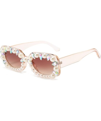 Women Crystal square Sunglasses Sparkling Trendy bling Rhinestone Sunglasses diamond Sunglasses Brown $10.96 Square