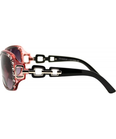 Womens Bifocal Lens Sunglasses Oversized Square Rhinestone Frame Pink $9.57 Oversized