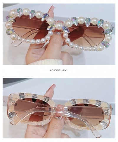 Women Crystal square Sunglasses Sparkling Trendy bling Rhinestone Sunglasses diamond Sunglasses Brown $10.96 Square