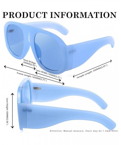 Retro Trendy Avaitor Sunglasses for Women Men Oversized Vintage 70s 80s Sunglasses Flat Top Shield Shades B2745 Blue Frame/Bl...