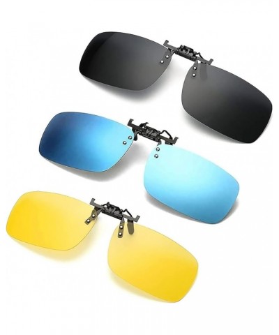 Clip on Sunglasses for Men Women Clip-on Over Prescription Eyeglasses Easy Flip up Polarized Shades (3 Pack) Smoke, Blue Mirr...