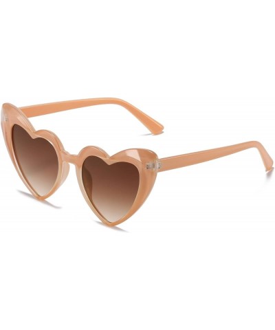 Vintage Love Heart Shape Sunglasses - Mod Style Cat Eye UV400 Protection Glasses for Women Orange Brown $7.97 Heart