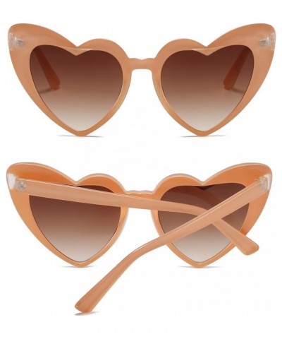 Vintage Love Heart Shape Sunglasses - Mod Style Cat Eye UV400 Protection Glasses for Women Orange Brown $7.97 Heart