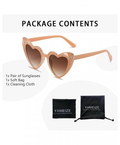 Vintage Love Heart Shape Sunglasses - Mod Style Cat Eye UV400 Protection Glasses for Women Orange Brown $7.97 Heart