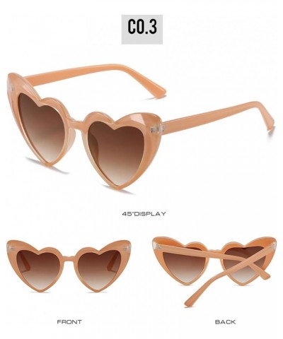 Vintage Love Heart Shape Sunglasses - Mod Style Cat Eye UV400 Protection Glasses for Women Orange Brown $7.97 Heart