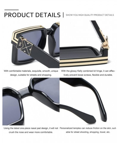 Retro Square Thick Sunglasses Women Men Fashion Oversized Hip Pop Black Shades Luxury Gold Metal Eyewear 11 $23.63 Designer