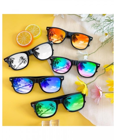 12/24 Pack Wholesale Colorful Mirror Reflective Sunglasses Bulk, Neon 80s 90s Sunglasses Party Favors Unisex 12 Black Frame/R...