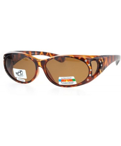 Womens Fit Over Glasses Polarized Sunglasses Oval Rhinestone Frame Tortoise (Brown) $9.43 Oval