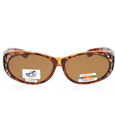 Womens Fit Over Glasses Polarized Sunglasses Oval Rhinestone Frame Tortoise (Brown) $9.43 Oval