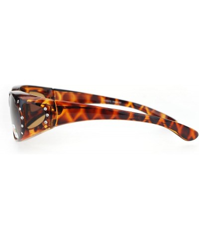 Womens Fit Over Glasses Polarized Sunglasses Oval Rhinestone Frame Tortoise (Brown) $9.43 Oval