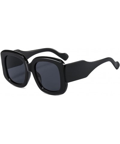 Luxury Square Sunglasses Women Vintage Oversize Sun Glasses UV400 S9410 (C1-BLACK) $10.07 Oversized