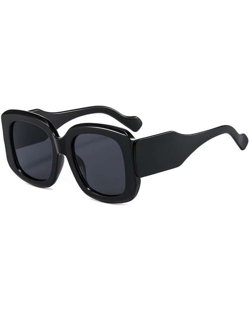 Luxury Square Sunglasses Women Vintage Oversize Sun Glasses UV400 S9410 (C1-BLACK) $10.07 Oversized