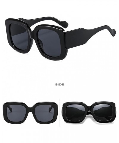 Luxury Square Sunglasses Women Vintage Oversize Sun Glasses UV400 S9410 (C1-BLACK) $10.07 Oversized