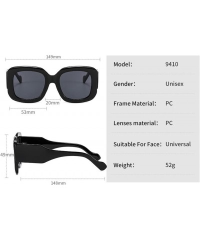 Luxury Square Sunglasses Women Vintage Oversize Sun Glasses UV400 S9410 (C1-BLACK) $10.07 Oversized