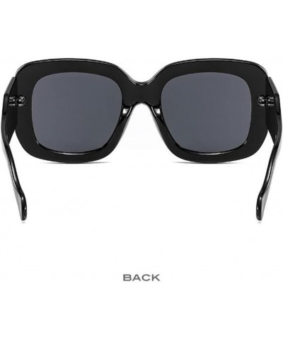 Luxury Square Sunglasses Women Vintage Oversize Sun Glasses UV400 S9410 (C1-BLACK) $10.07 Oversized