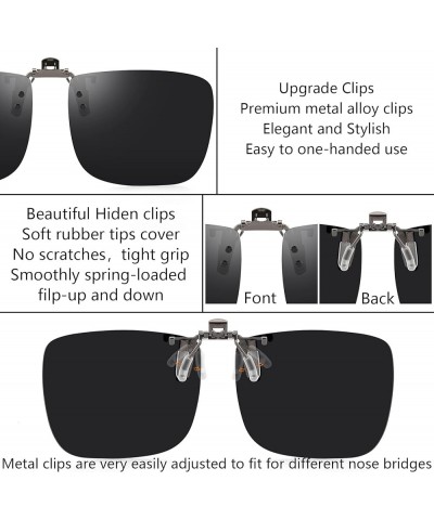 Polarized Clip On Sunglasses Over Prescription Glasses for Men Women UV Protection Dark-black 60*47mm $10.25 Rimless