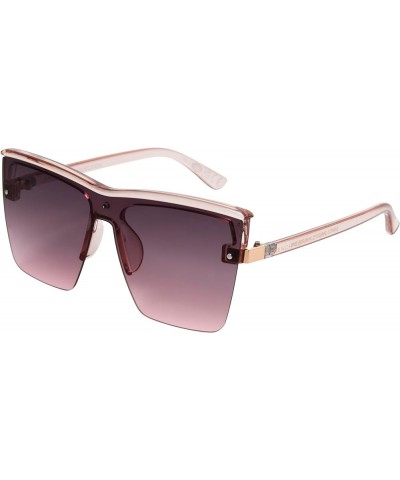 Women's Semi Rimless Shield Sunglasses Pink $25.00 Rimless