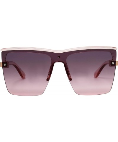 Women's Semi Rimless Shield Sunglasses Pink $25.00 Rimless