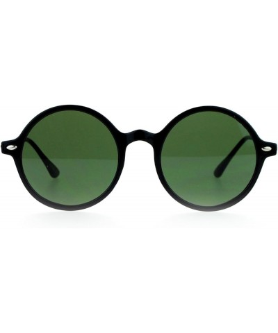 Unisex Fashion Sunglasses Round Circle Horn Rim Frame Flat Lens UV 400 Black Gold (Dark Green) $7.98 Round