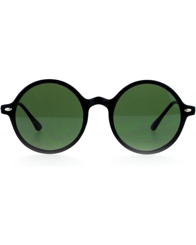 Unisex Fashion Sunglasses Round Circle Horn Rim Frame Flat Lens UV 400 Black Gold (Dark Green) $7.98 Round