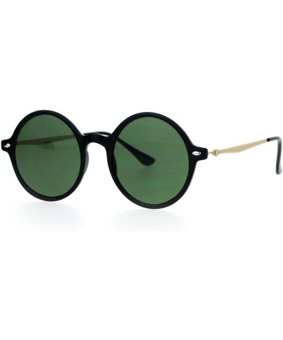 Unisex Fashion Sunglasses Round Circle Horn Rim Frame Flat Lens UV 400 Black Gold (Dark Green) $7.98 Round